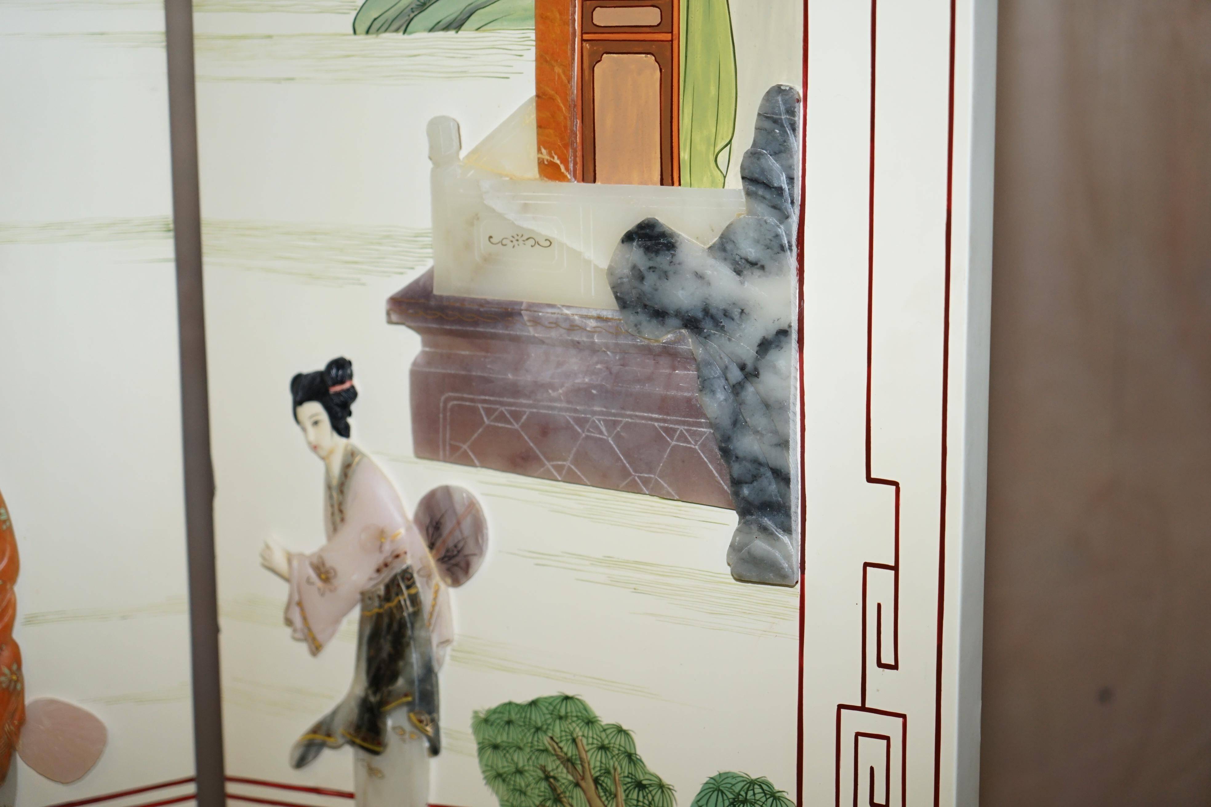 Vintage folding screen in hard stone