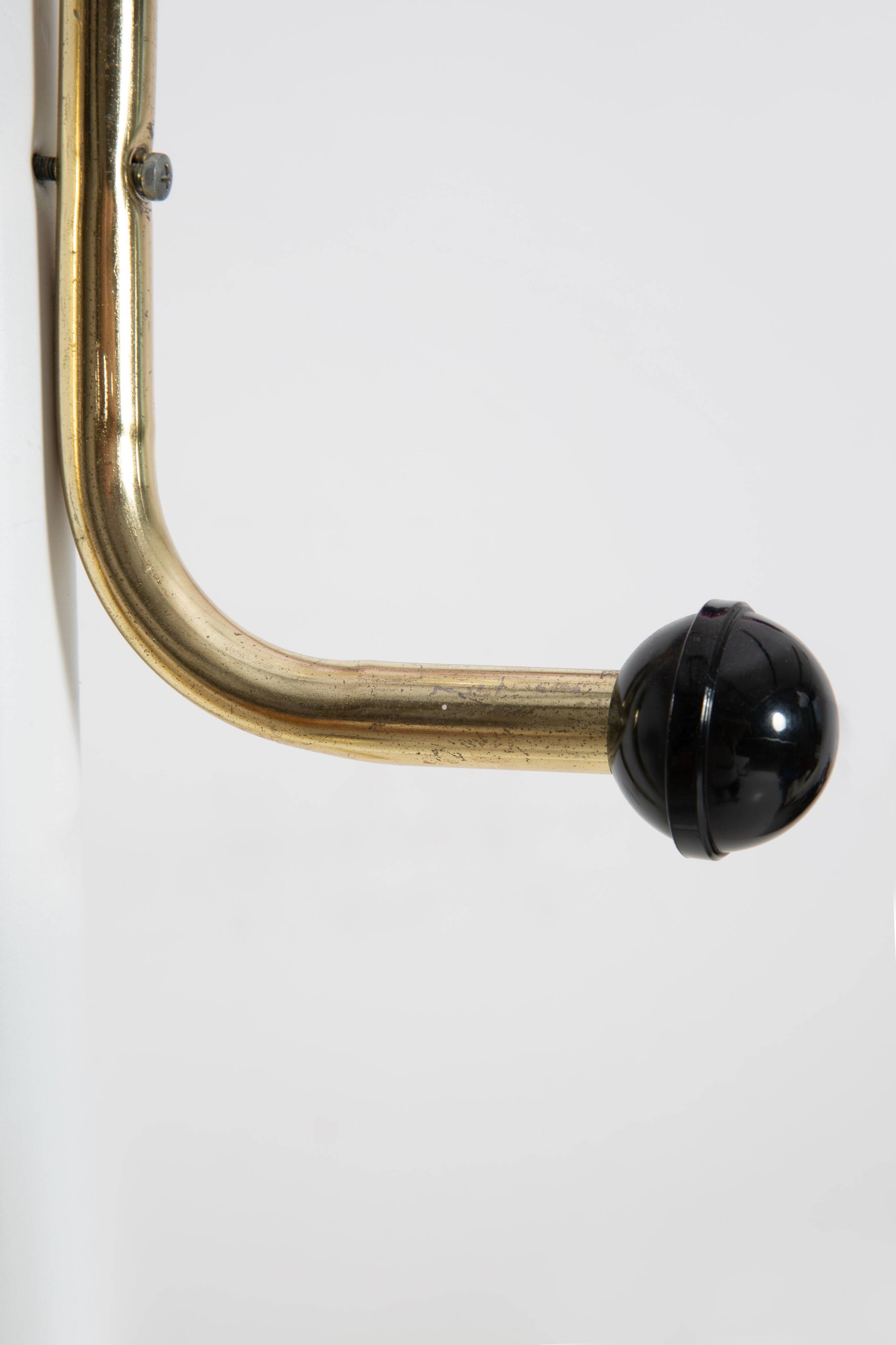 Porte-manteau vintage milieu du siècle blanc et or en métal, Italie, années 1960
