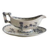 Sauce boat in blue iron earth Sarreguemines model Carmen