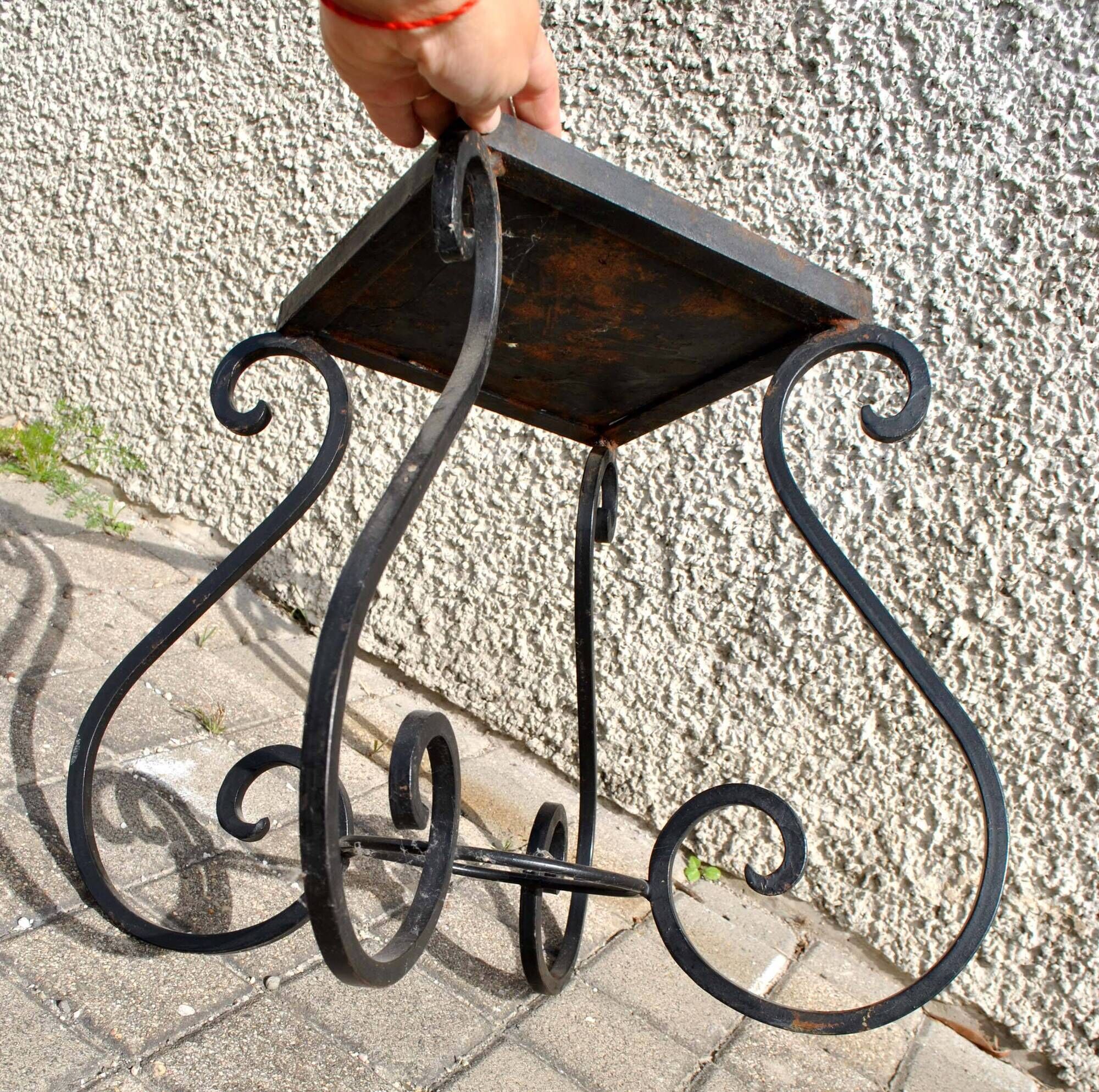 Coffee table Plant holder in wrought iron and ceramic tiles 1960-1970