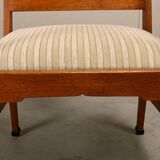 Dutch Art Deco Amsterdam School Armchairs in solid Oak and striped fabric