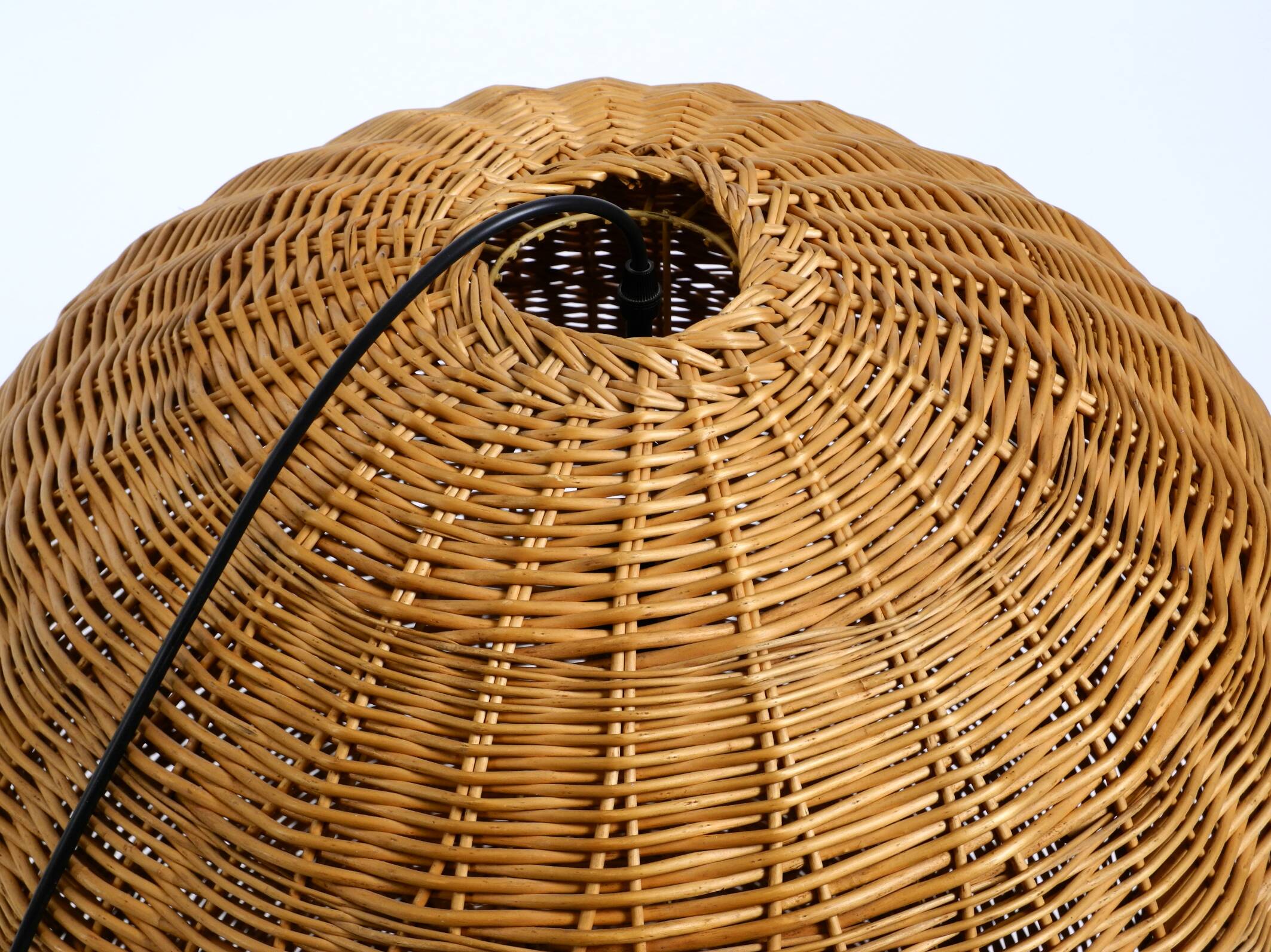 Very rare original XXL rattan ball pendant lamp | Mid Century Modern | Ø 66