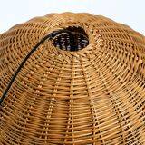 Very rare original XXL rattan ball pendant lamp | Mid Century Modern | Ø 66