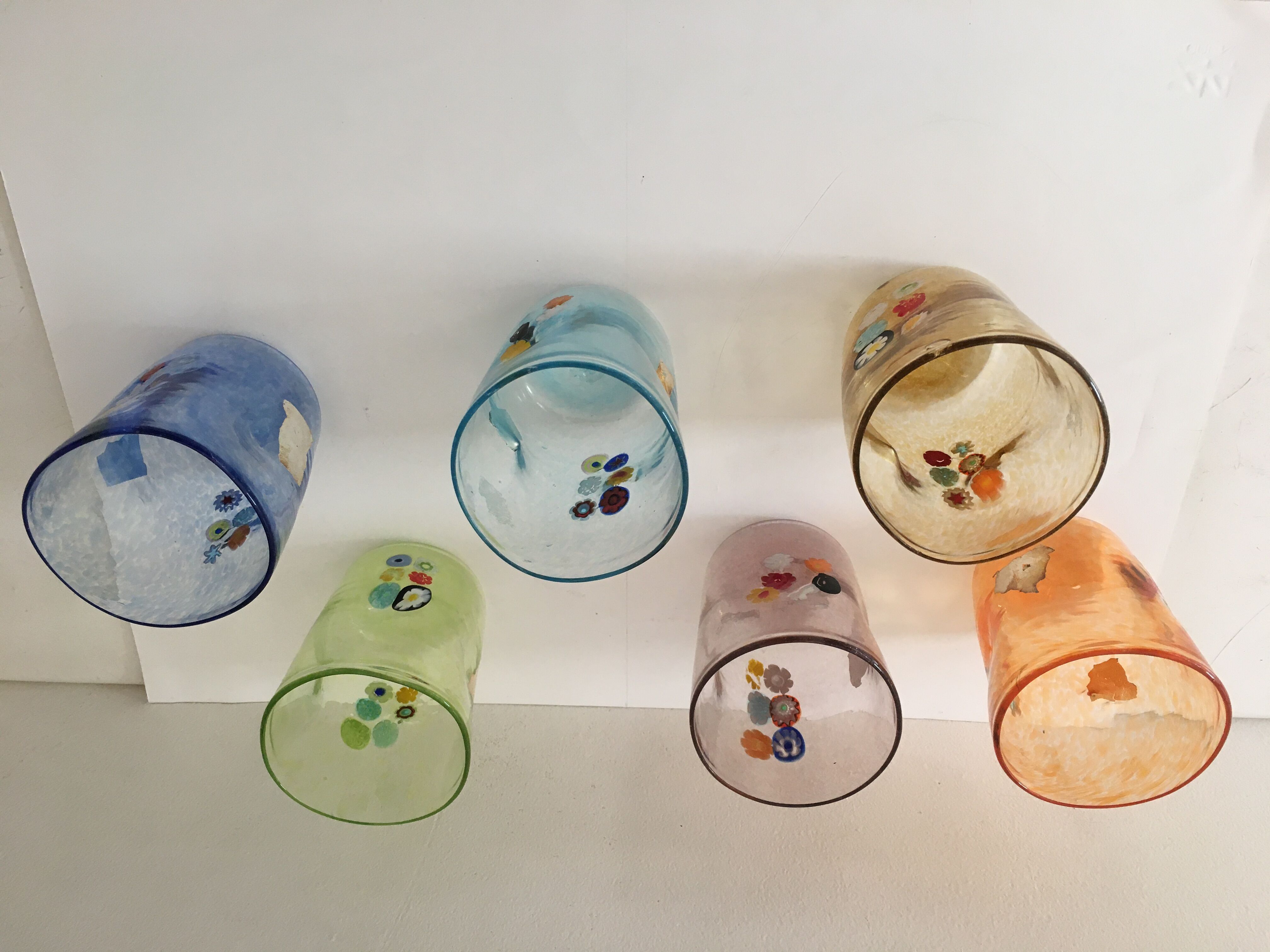 Service of 6 Murano glasses water "goto" "murrisa" in Murano glass unique piece