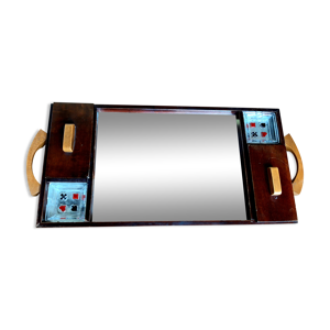 plateau à jeux, fond miroir et cendriers art deco