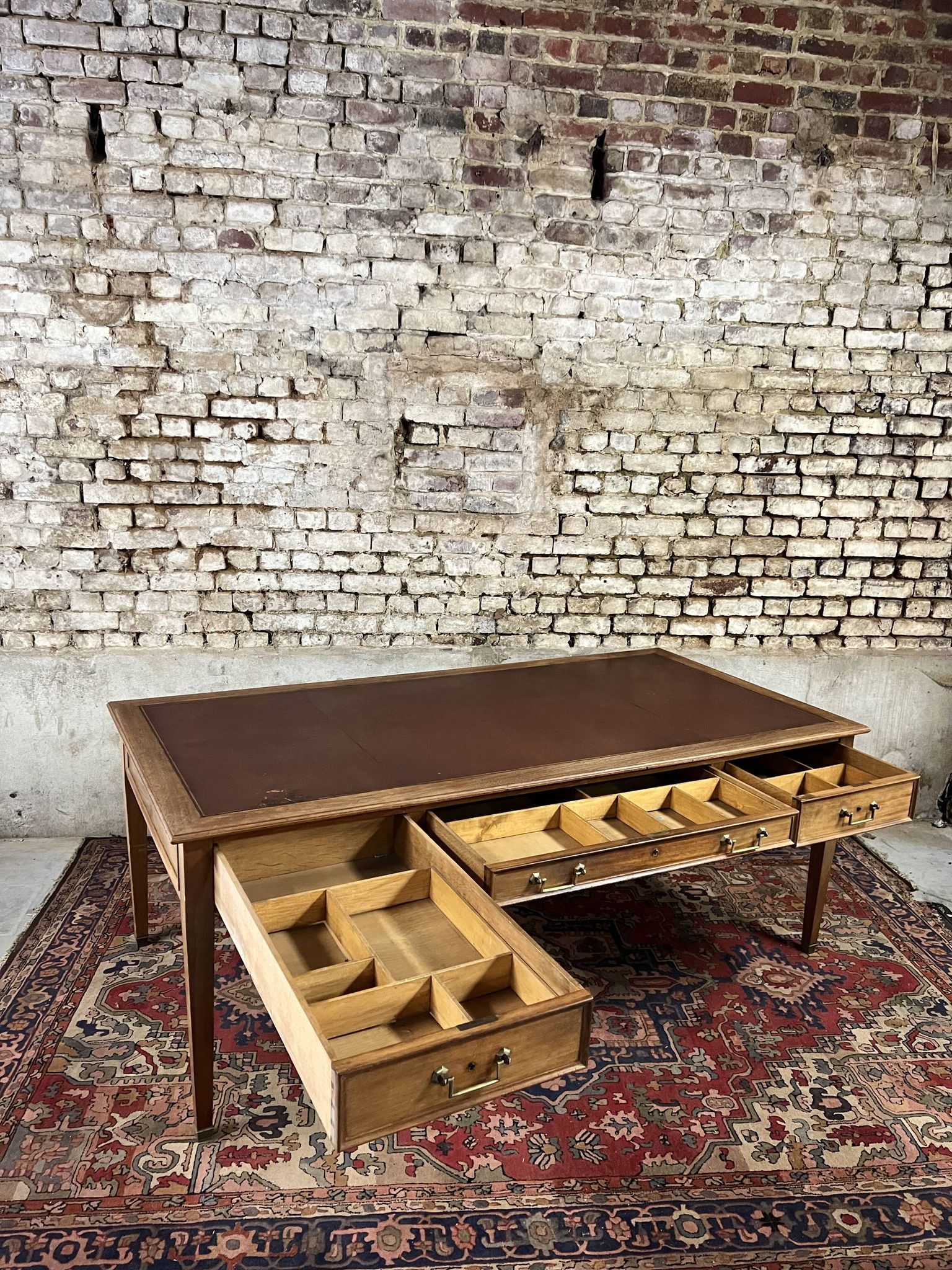 Flat desk double faces of minister mahogany style Louis XVI XIX th century