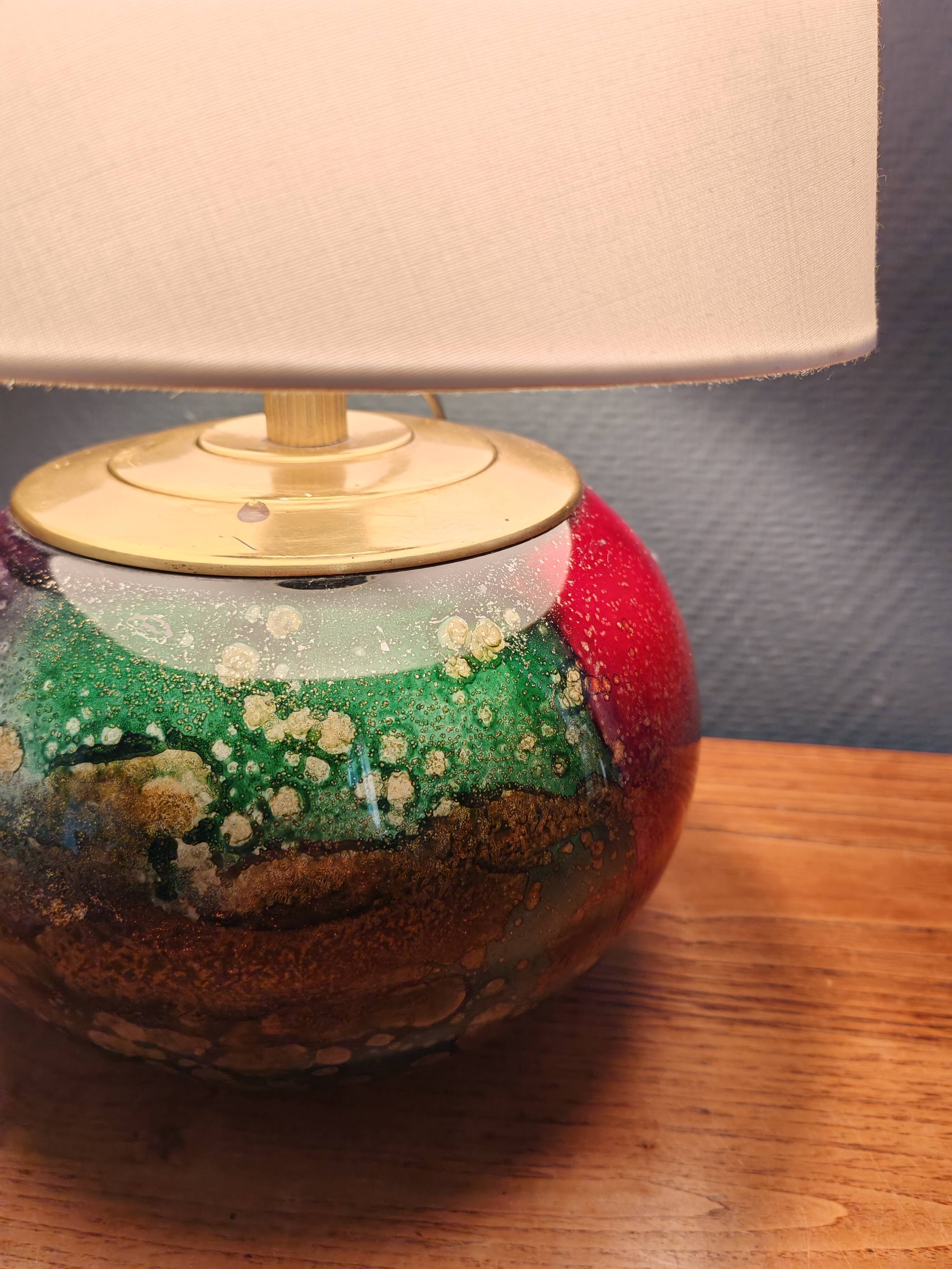 Lamp "Laque Line" Jean-Noël Bouillet (JNB) - Painted Glass Globe Signed
