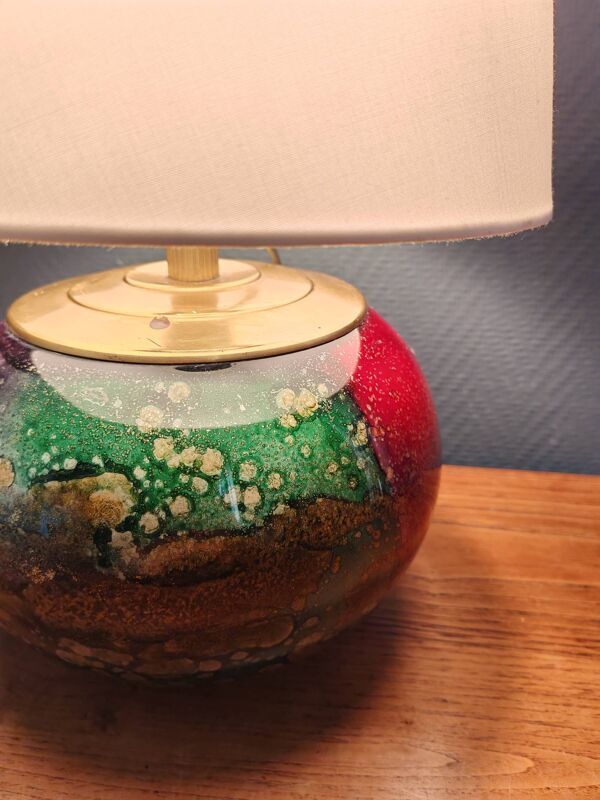 Lampe ''Laque Line'' Jean-Noël Bouillet (JNB) - Globe en Verre Peint Signé