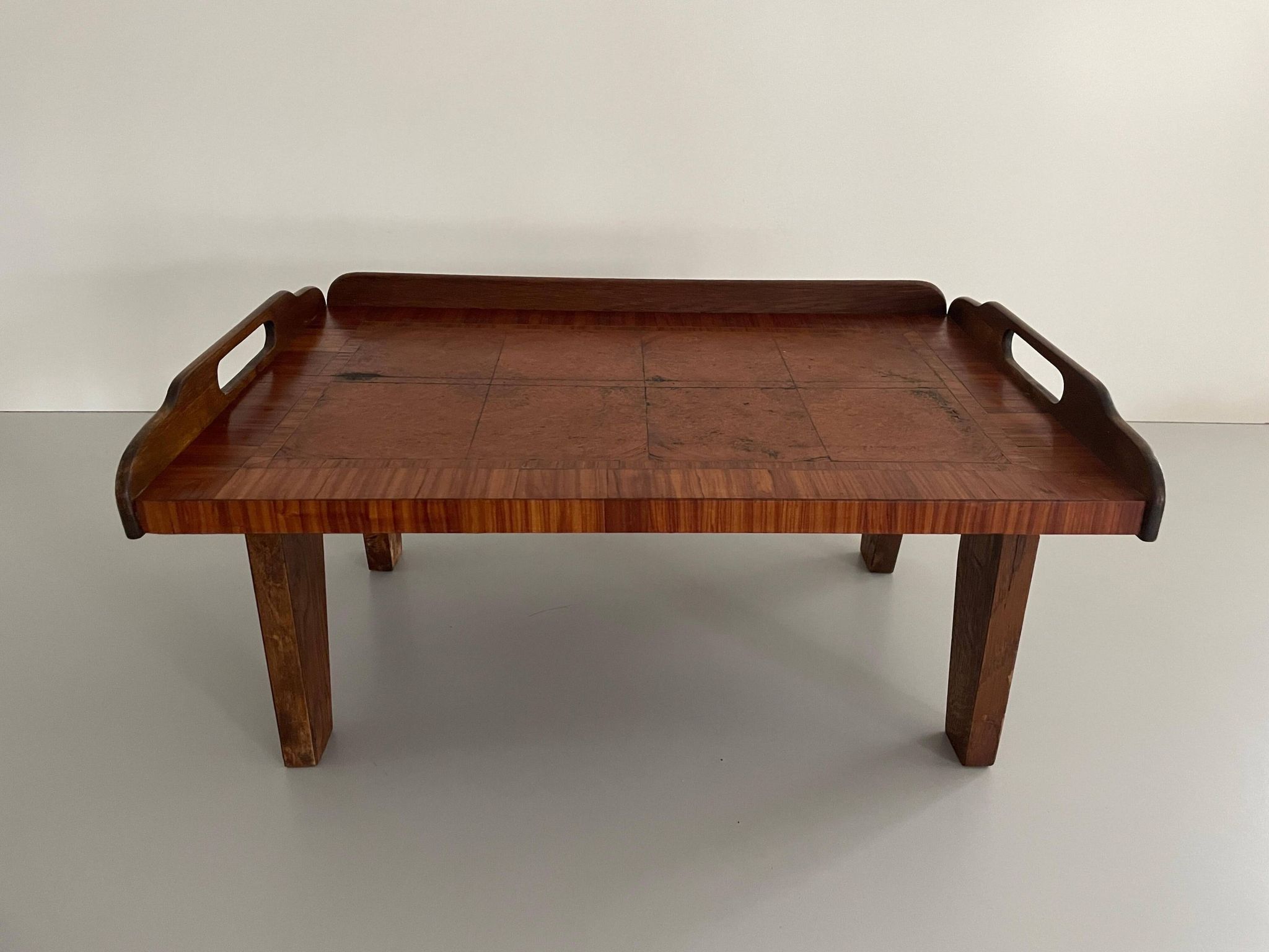 Table basse en bois avec joli motif carré  Plateau de service, années 1960, Allemagne