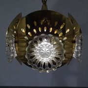 Italian Brass & Glass Ceiling Lamp, 1960s