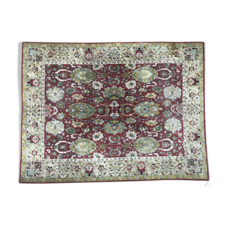 Large carpet old Agra French Janus point made Lily hand 250 X 350 CM