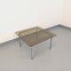 Vintage square coffee table in smoked glass and chrome metal from the 1970s.