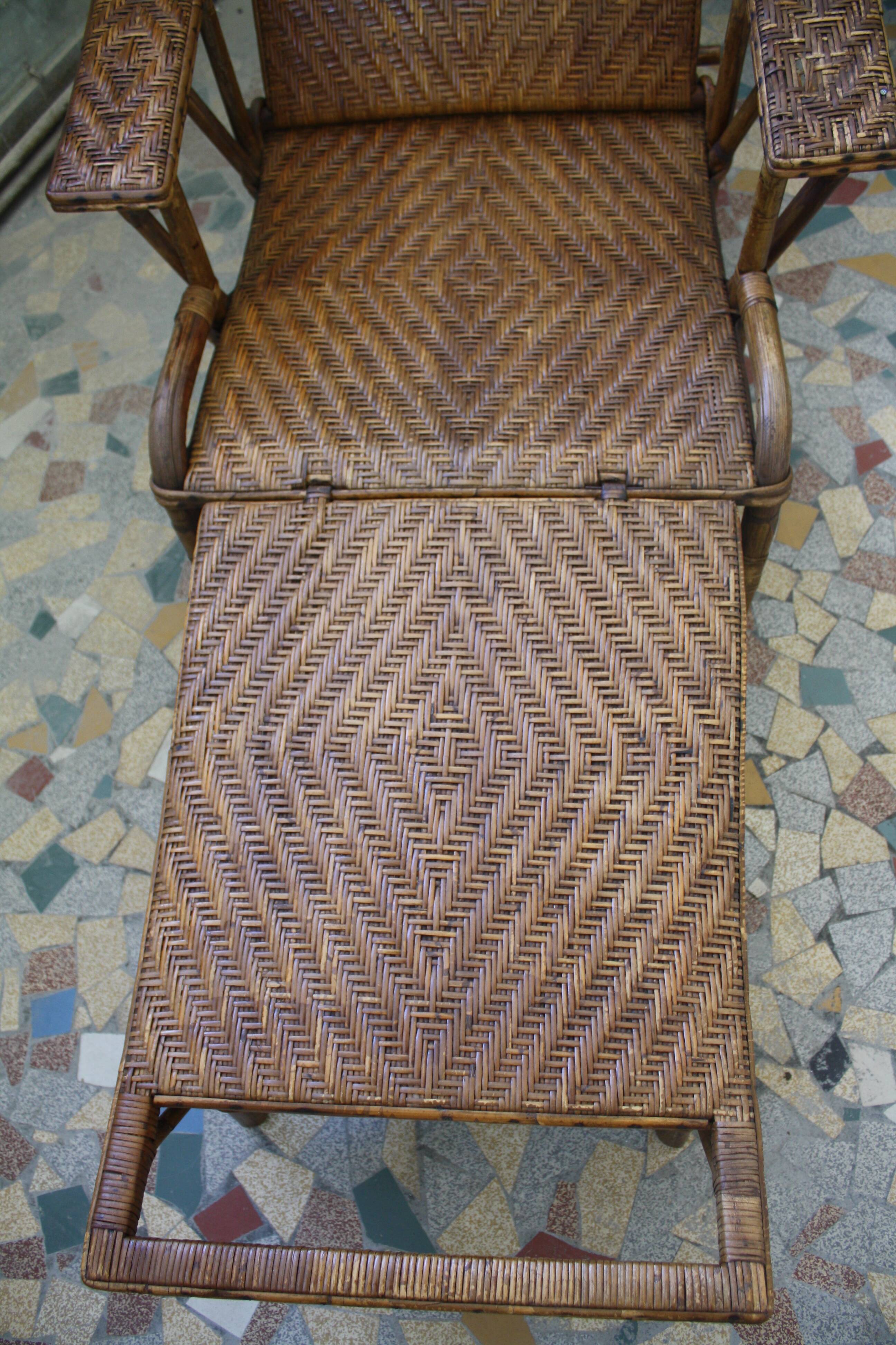 Chair long vintage rattan
