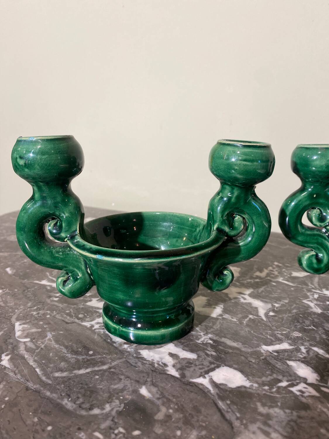 Pair of ceramic candlesticks