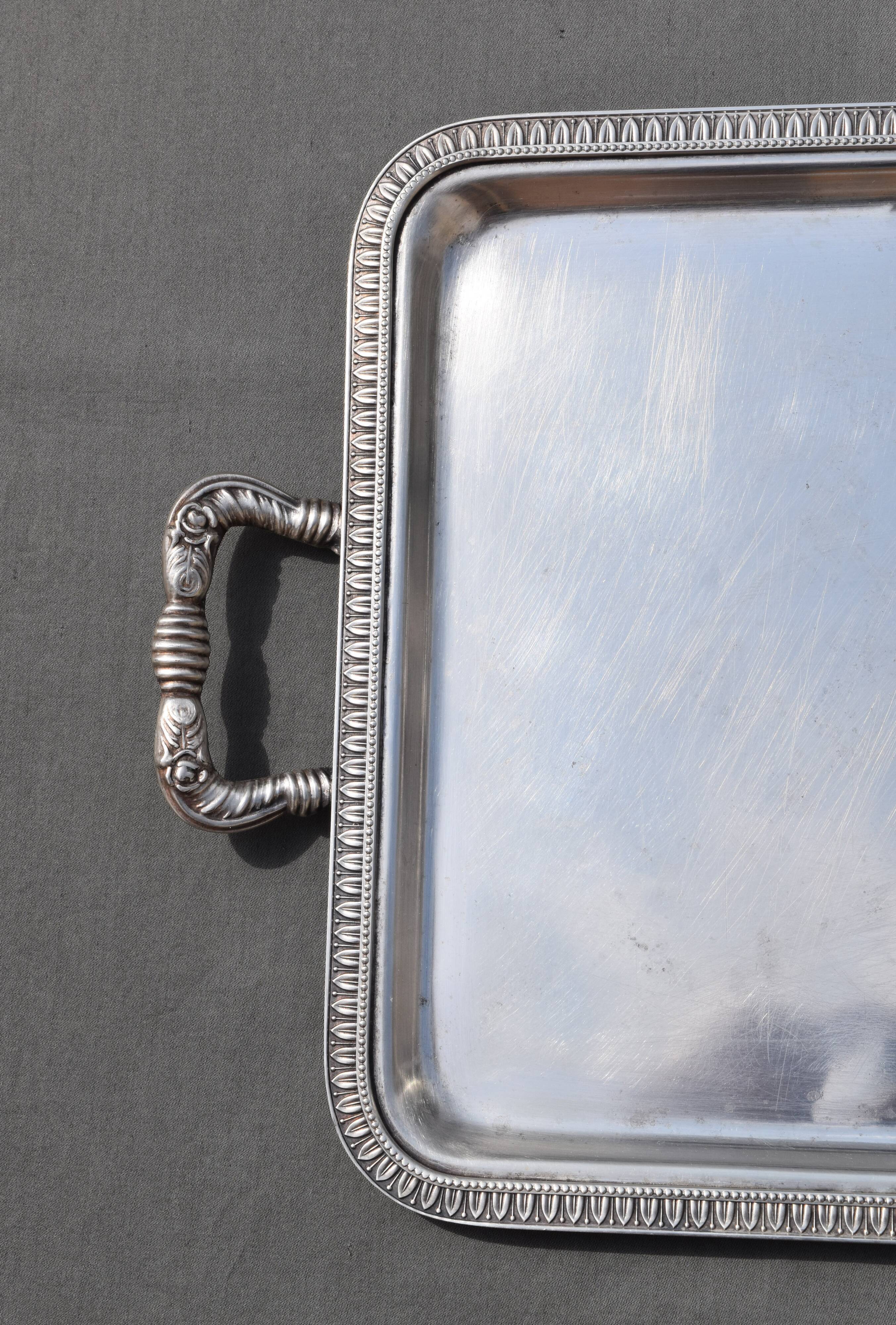 Italian 800 empire style solid silver tray