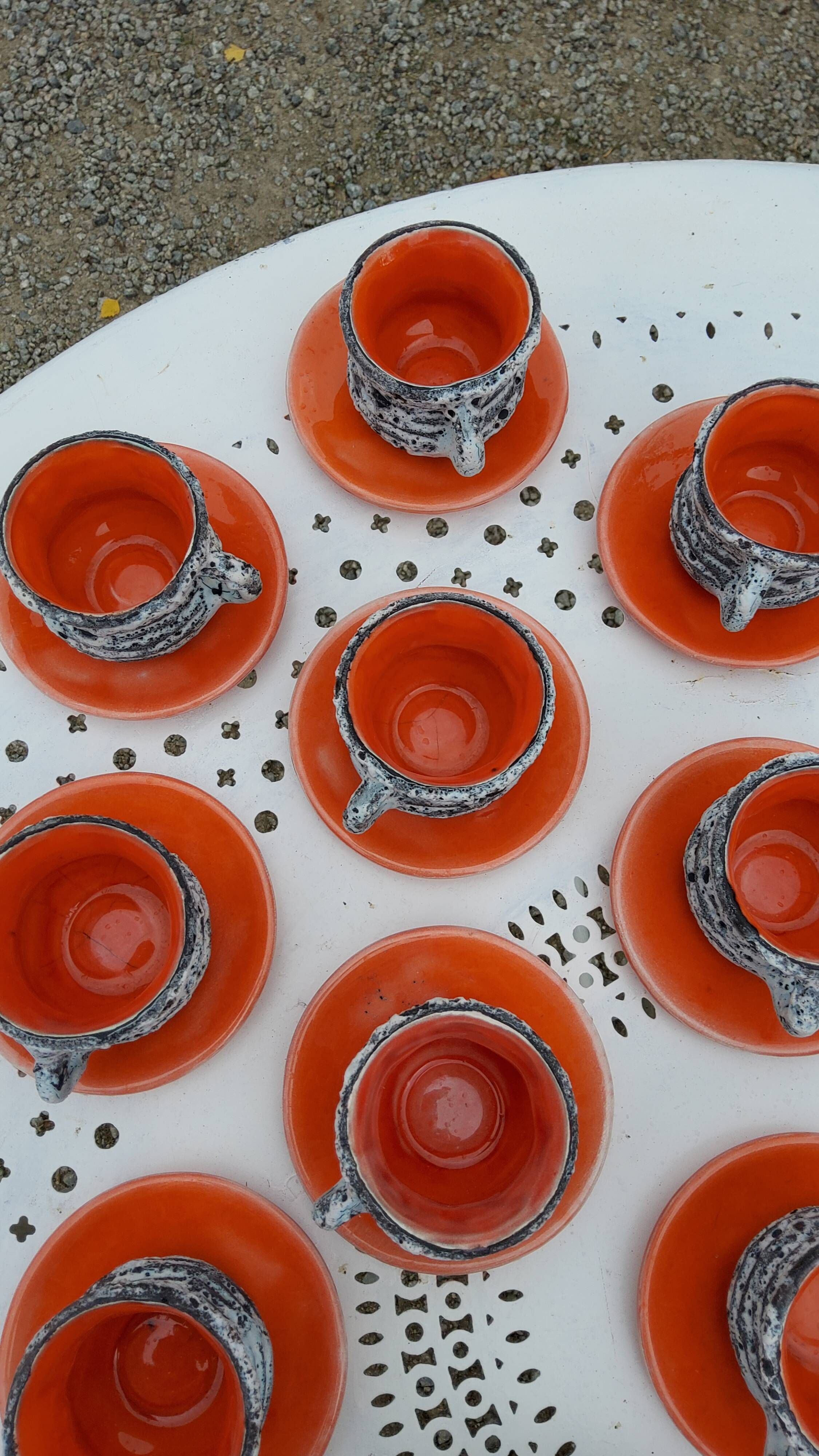 Coffee service and liqueur service of the 70s in faience of Vallauris