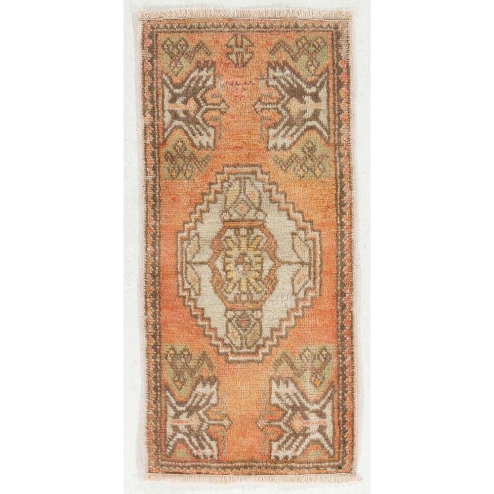 Vintage Small Rug. Turkish Seat Cover. Hand-knotted Door Mat. Entryway Rug. Kitchen Mat