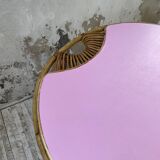 Table basse vintage en rotin rose