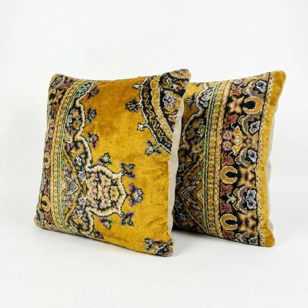 Set of 2 vintage velvet cushion covers 51x51 cm