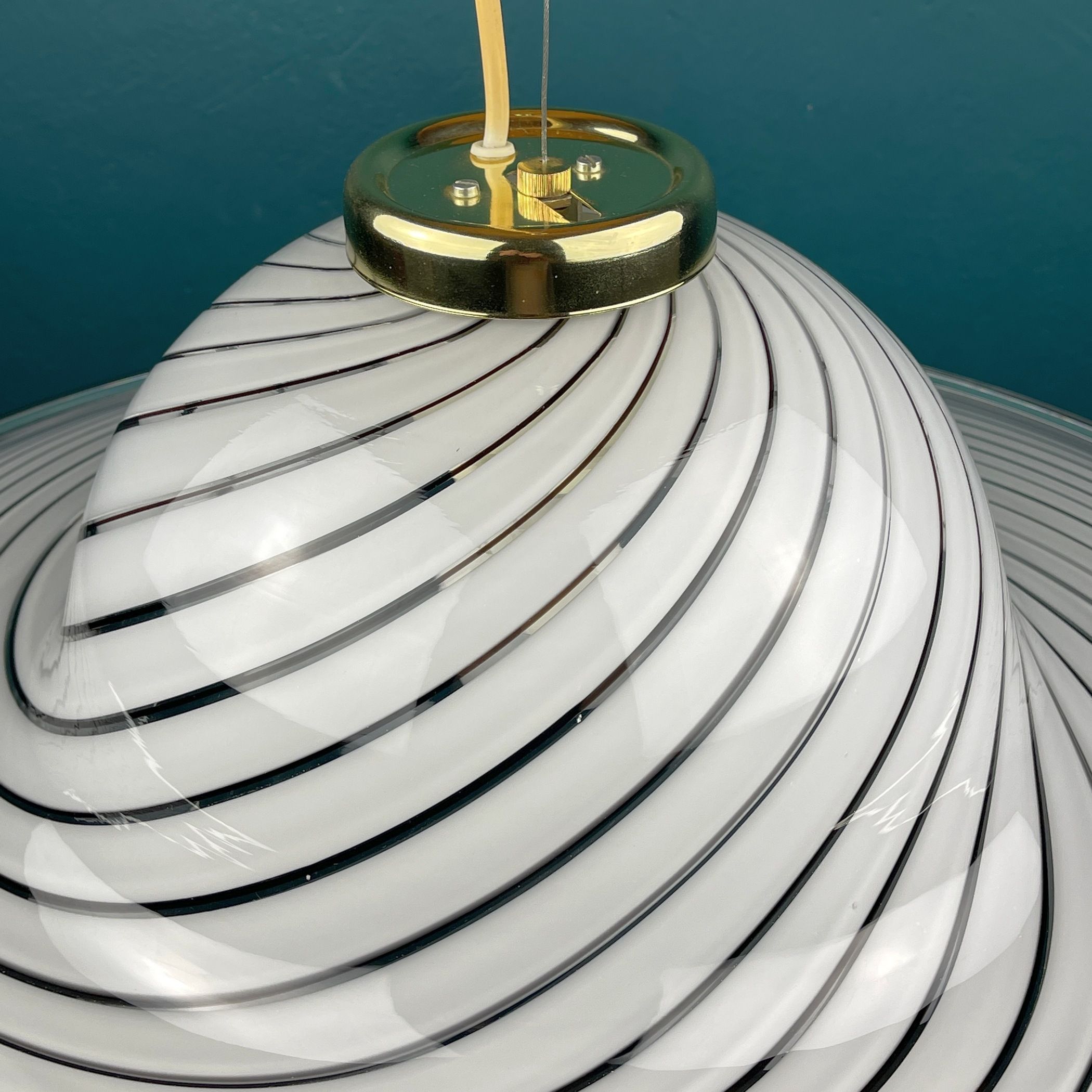 Classic swirl Murano glass pendant lamp Italy 1970s