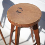 Lot 3 bar stools, high chair, wooden and metal stool, industrial, vintage, bar