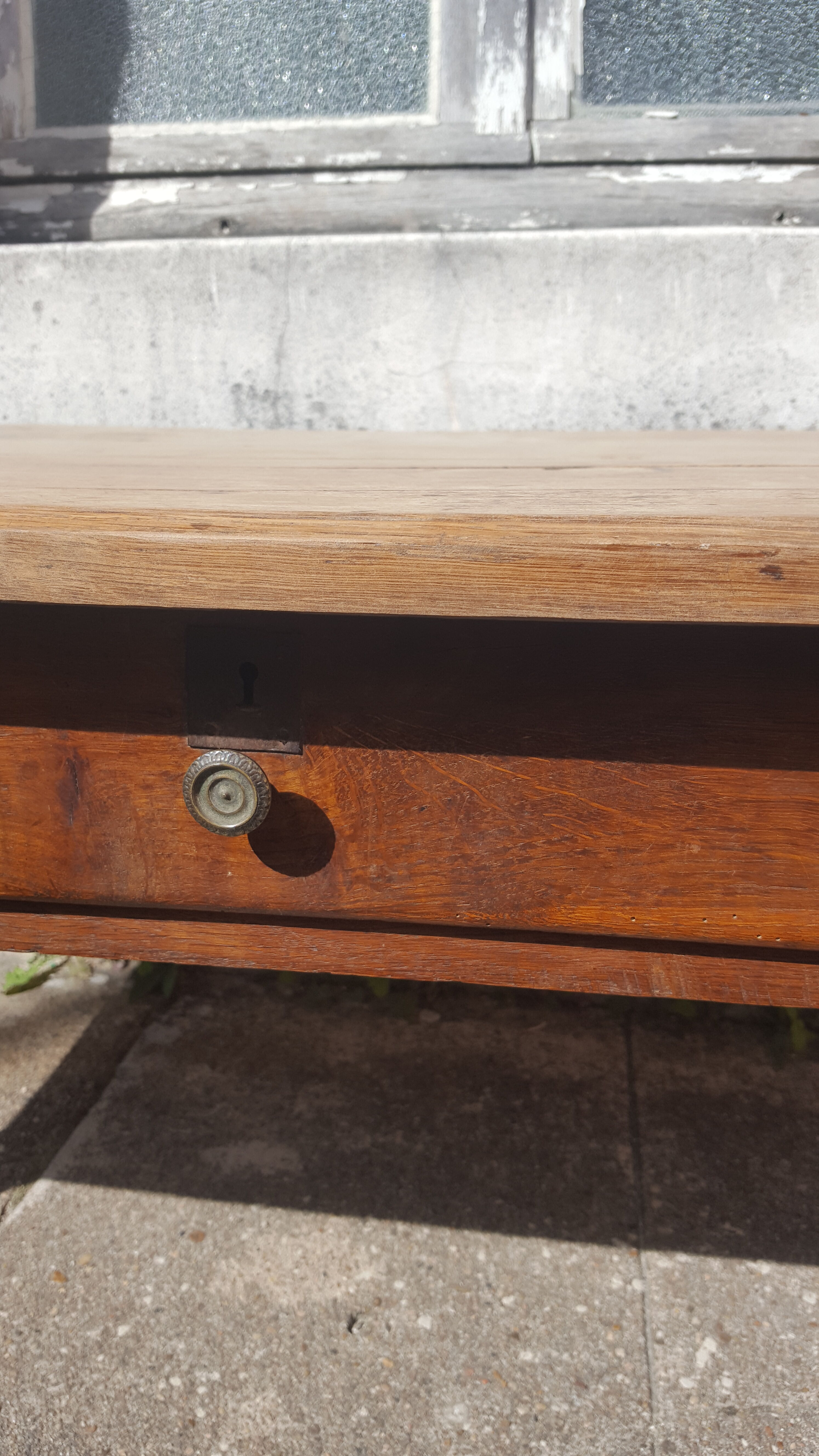 Raw wood farm table coffee table