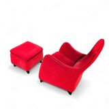 Senta armchair / hocker / ottoman by Gerard van den Berg for Wittmann / red velvet upholstery / marked - Stunning condition