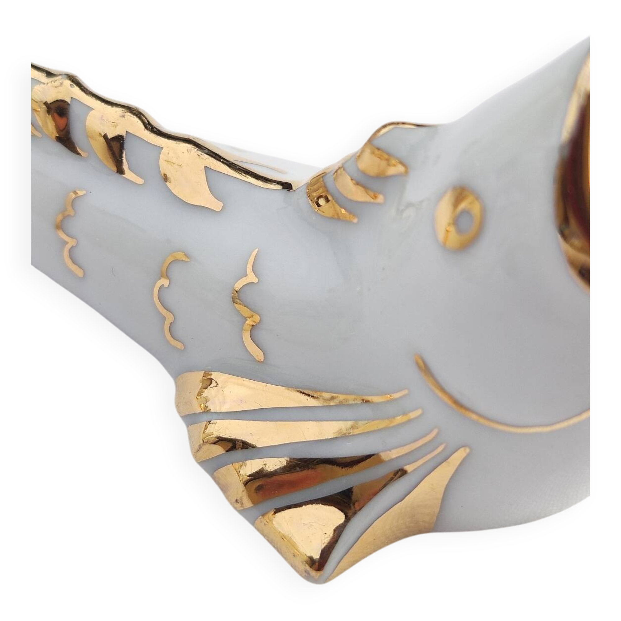 White and gold Limoges porcelain knife rests - animal motif: fish