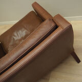 Fauteuil en cuir marron, design danois, années 1960, production: Danemark