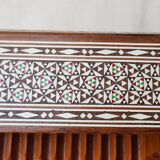 Wood cigarette box and mother-of-pearl inclusion