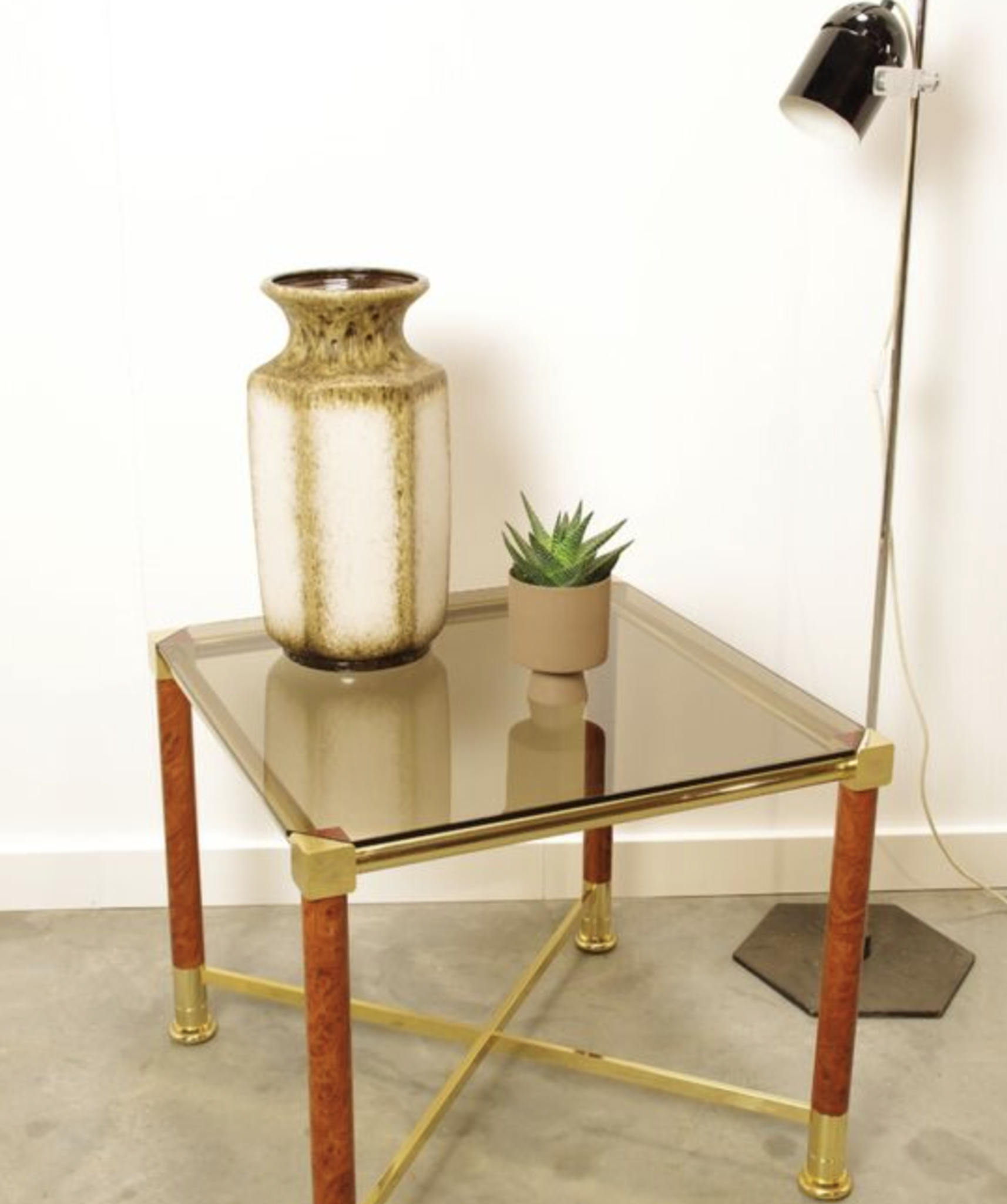 Brass coffee table with glass top