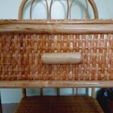 Table de chevet en rotin vintage 60'