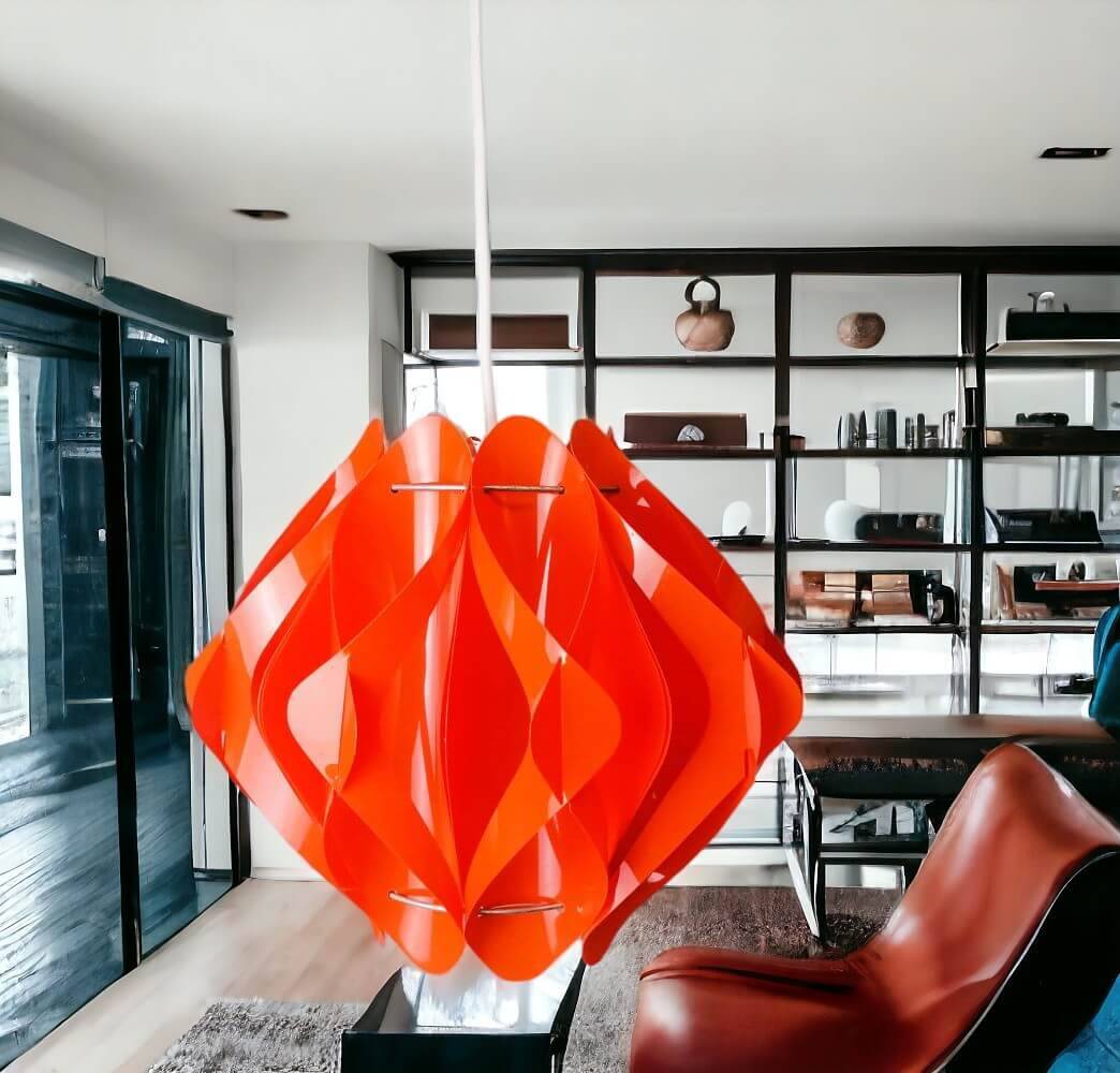 Lampe moderne en acrylique rouge du milieu du siècle