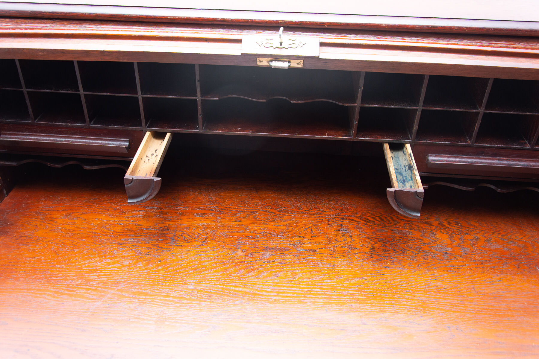 Antique roller blind writing desk 1930s, United Kingdom