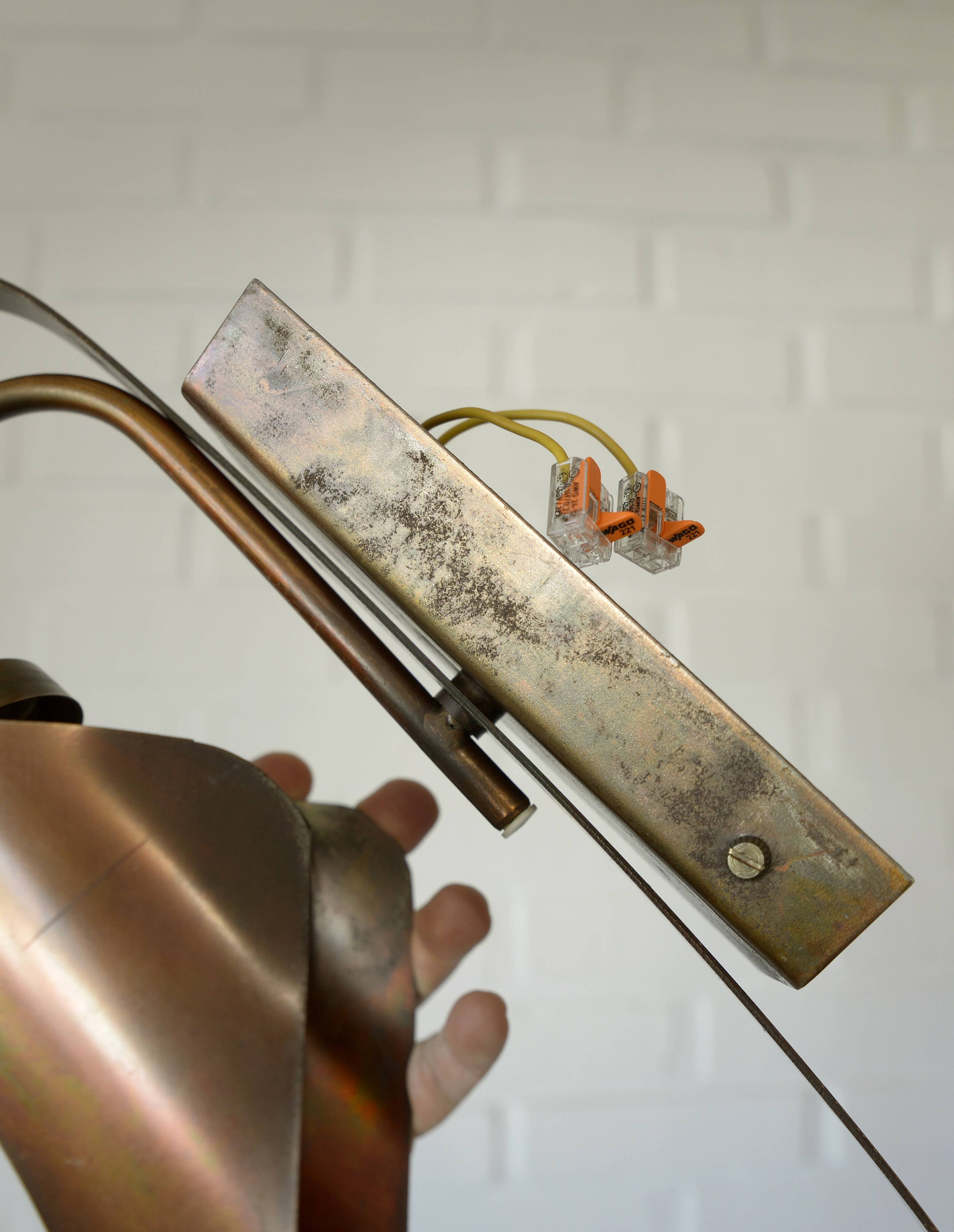 Brutalist sconce vintage wall lamp space age copper lamp 1970 light fixture