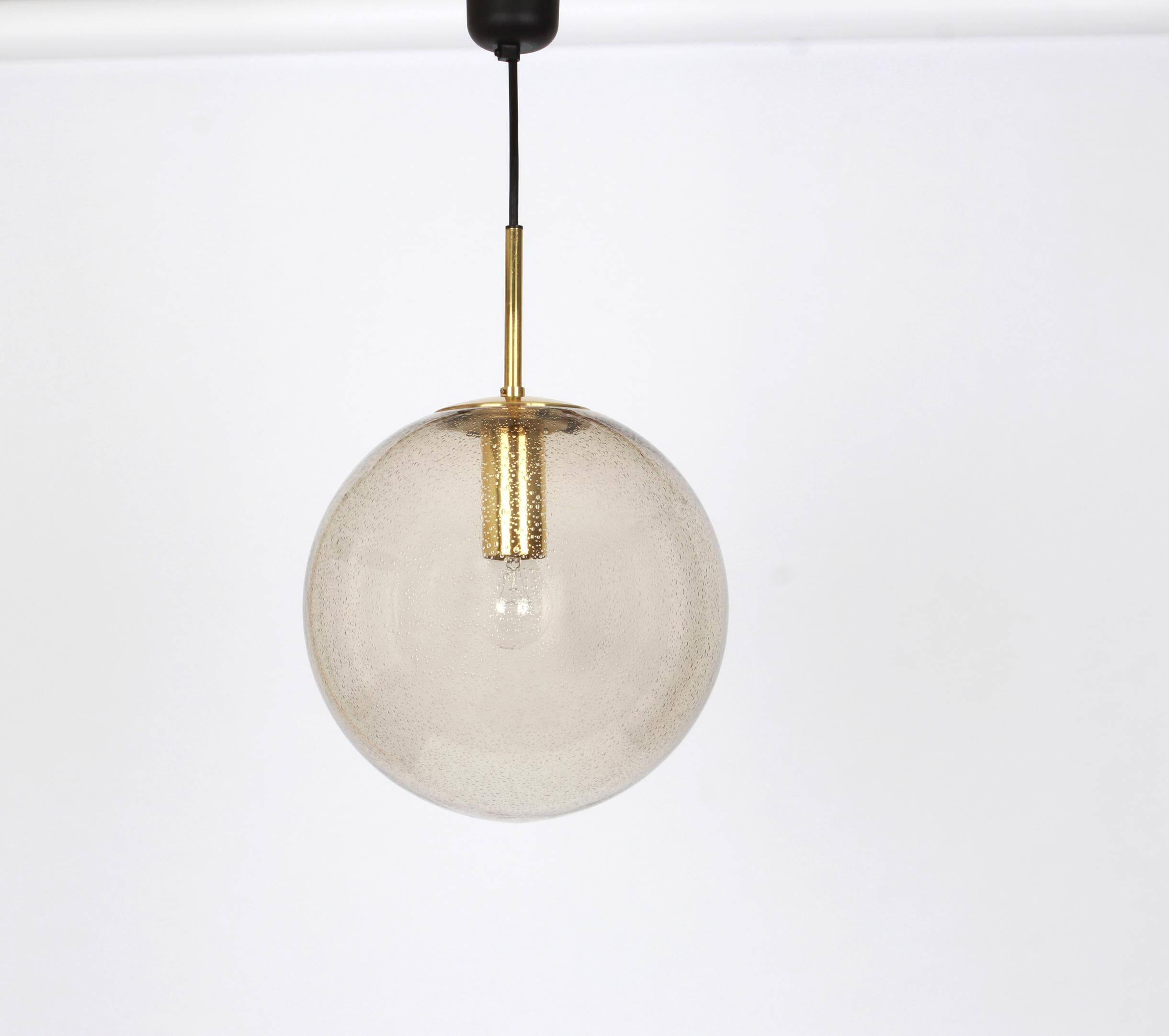 Limburg pendant light with smoked glass ball, Germany, 1970s