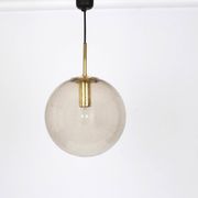 Limburg pendant light with smoked glass ball, Germany, 1970s