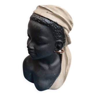 Polychrome plaster/Young Orientalist woman, signed