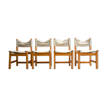 Series of four Ikea pine chairs 1986'