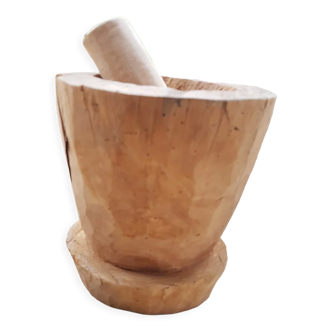 Vintage wooden mortar and pestle 1960