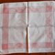 4 embroidered napkins on thread, tea service. Pink trim. Initials M.P.