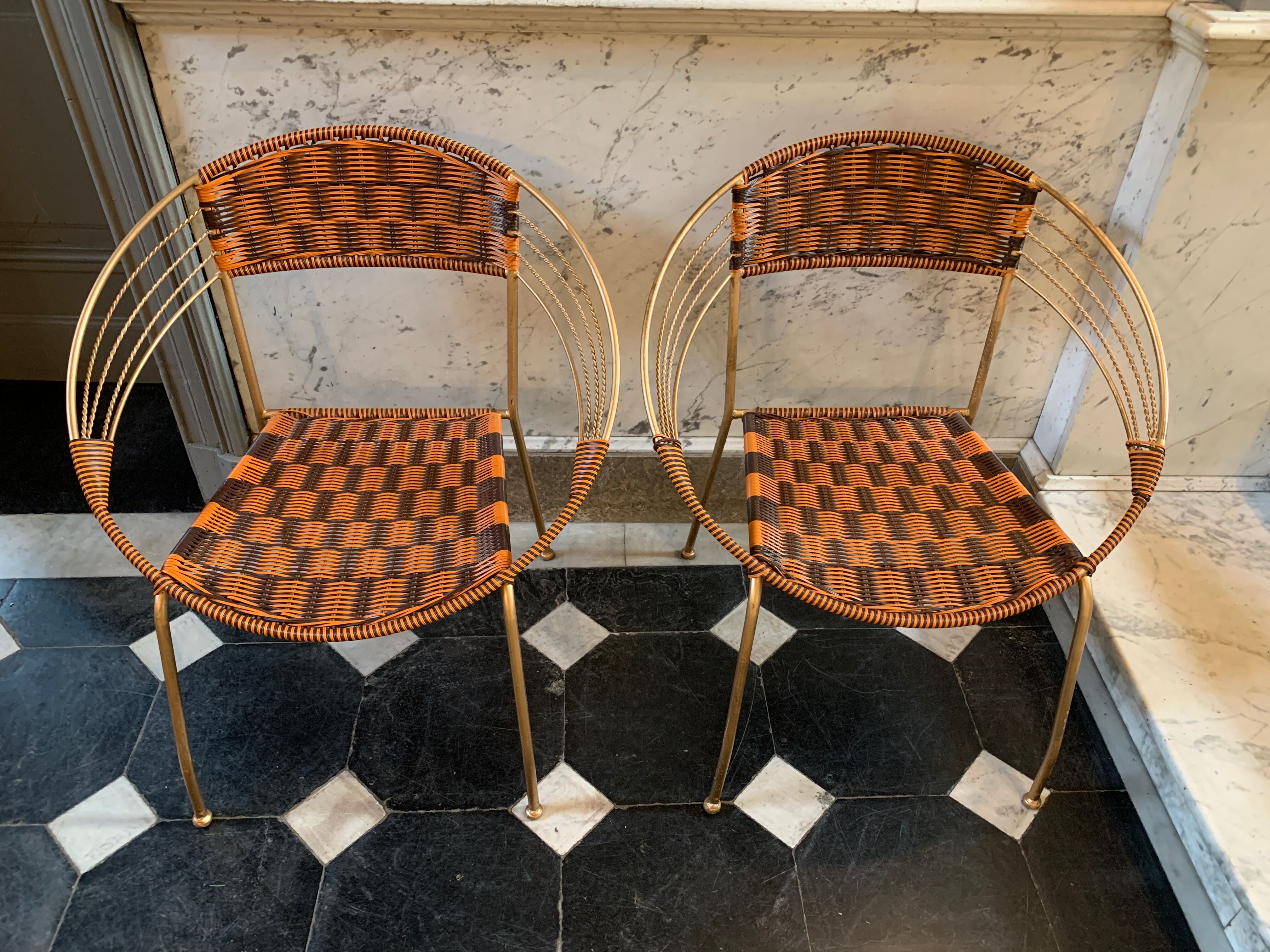 Series of 6 garden armchairs and patio Scoubidou', Italian Vintage Design 1950s