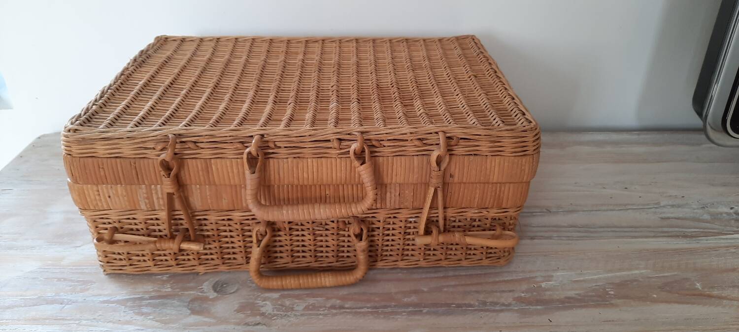 Vintage wicker suitcase