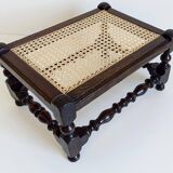 Antique Belle Epoque Oak Wood and Cane Footstool/ Occasional Table, late 19th-C