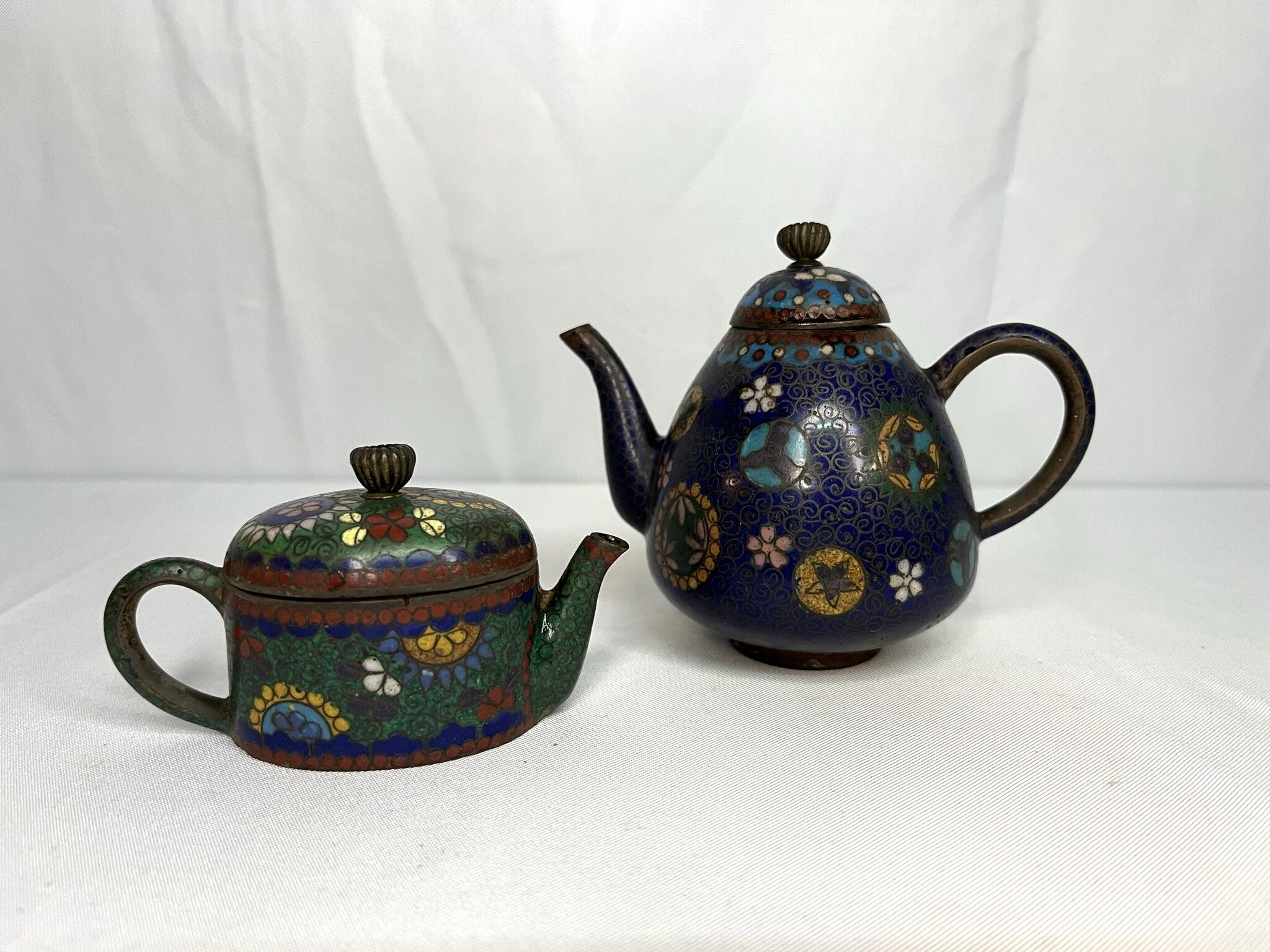 Cloisonné bronze jugs, early 20th century, China