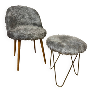 Fauteuil et tabouret - moumoute