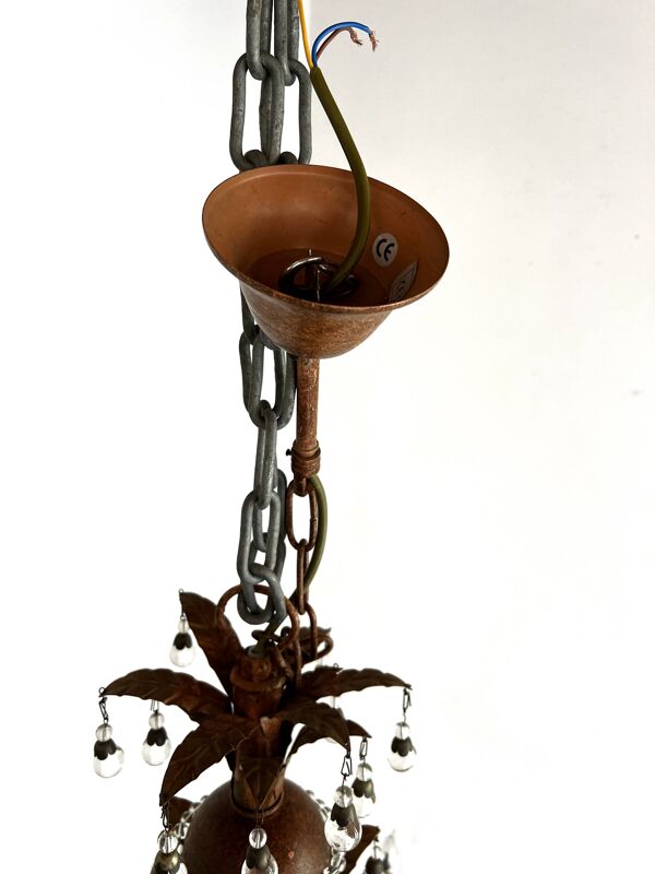 Lustre à pampilles et laiton doré