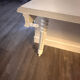 Vintage console in weathered white wood – Chic country style, tapered legs.