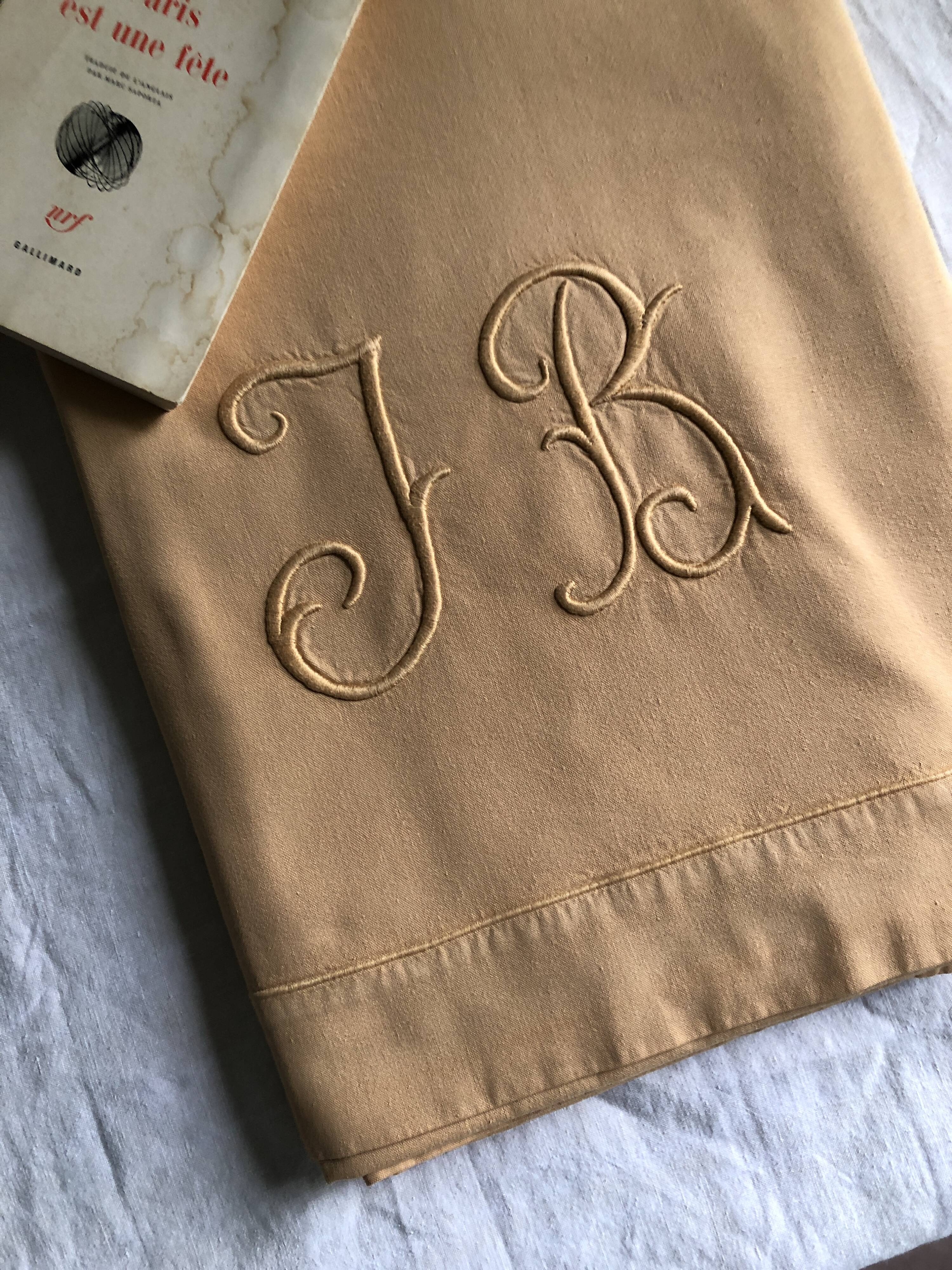 Old linen and yellow cotton sheet