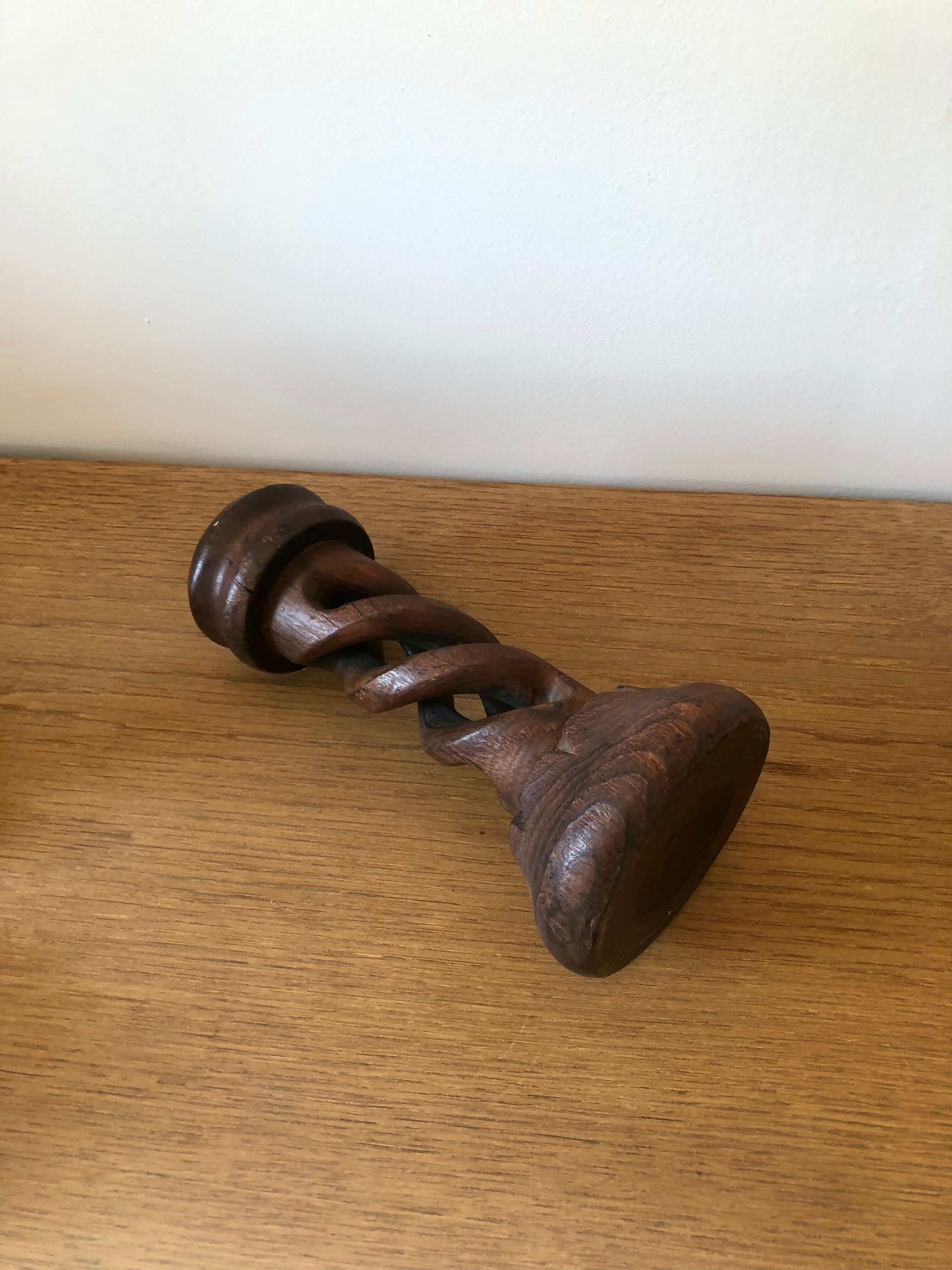 Twisted wooden candle holder